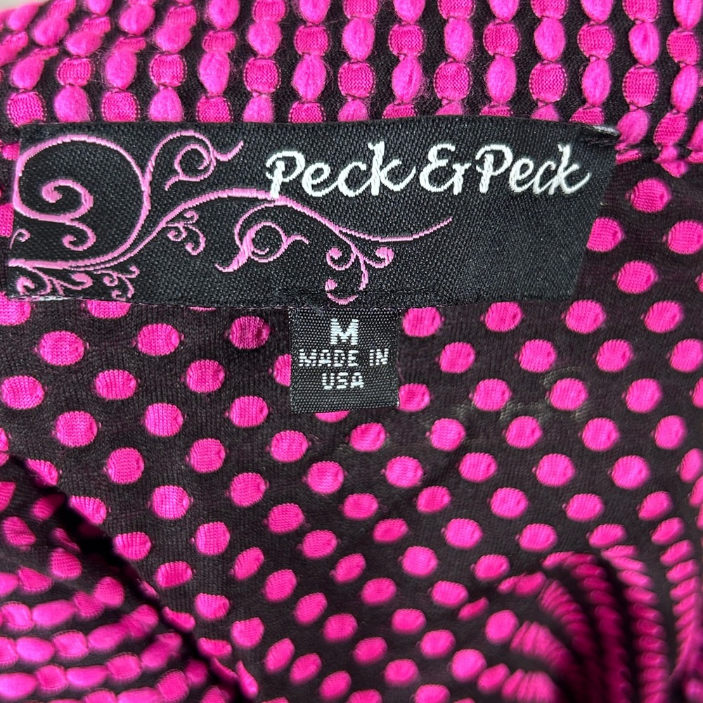Peck & Peck Womens Indie Sleaze Textured Bubble Knit Button Up Top Pink Black M - Picture 2 of 11